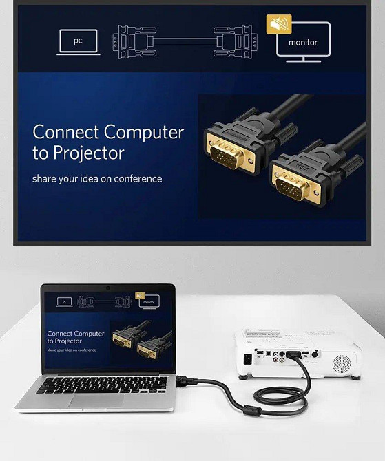 Кабель UGREEN VGA 1м, черный Киев - изображение 1