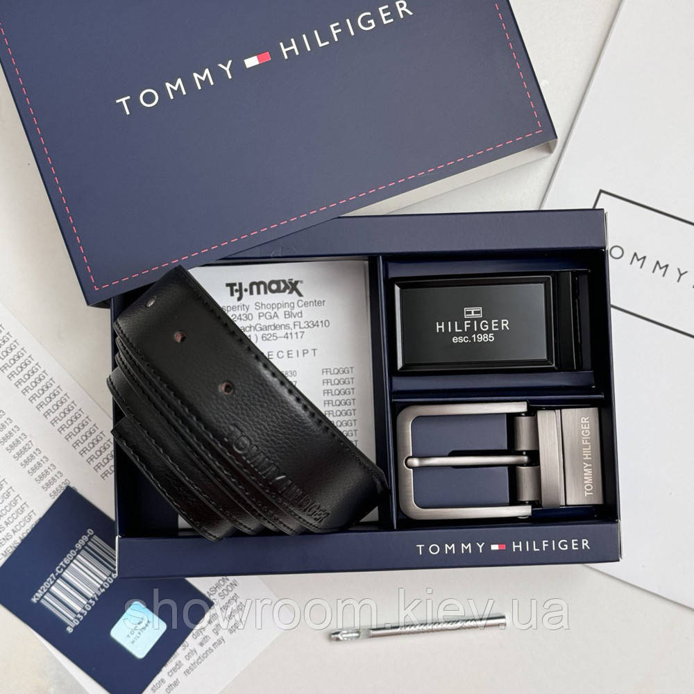 Чоловічий шкіряний ремінь із двома пряжками TH (067) Київ - фото 6