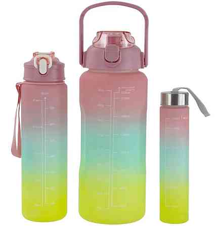 Набір пляшок для води 9045 300-900-2000 мл, 3 шт., різнобарвний Вінниця