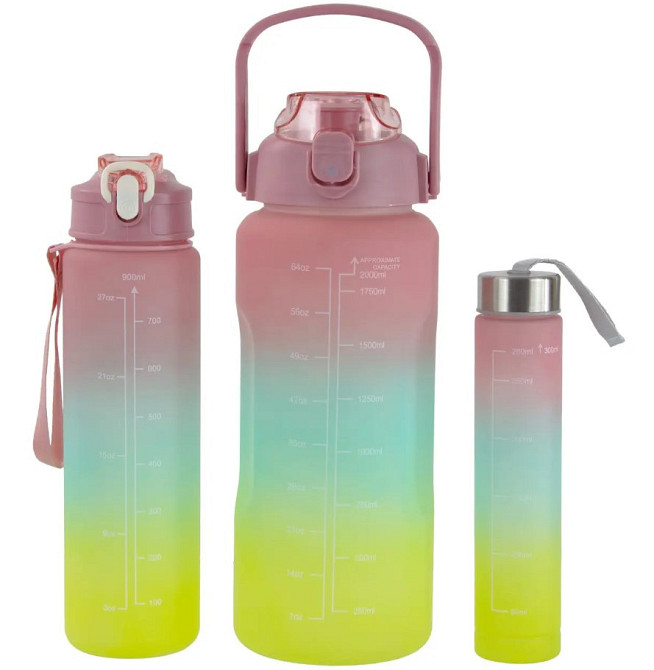 Набір пляшок для води 9045 300-900-2000 мл, 3 шт., різнобарвний Вінниця - фото 1