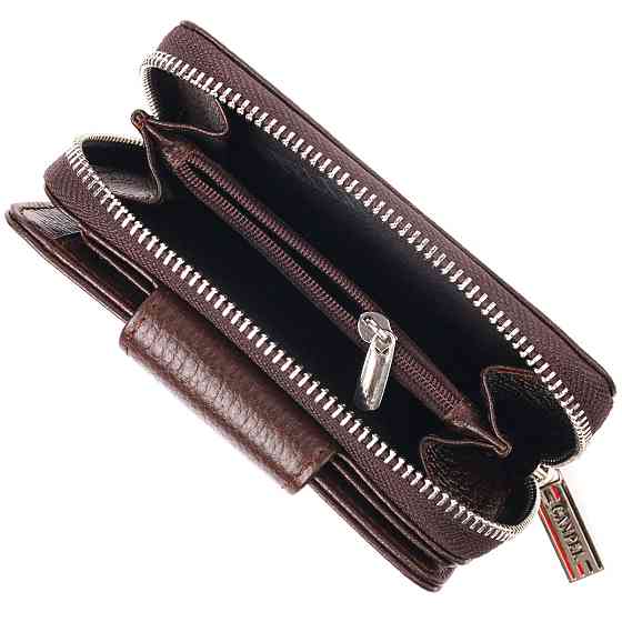 Красиве вертикальне портмоне для жінок з монетницею на блискавці з натуральної шкіри CANPELLINI 21600 Коричневе Київ