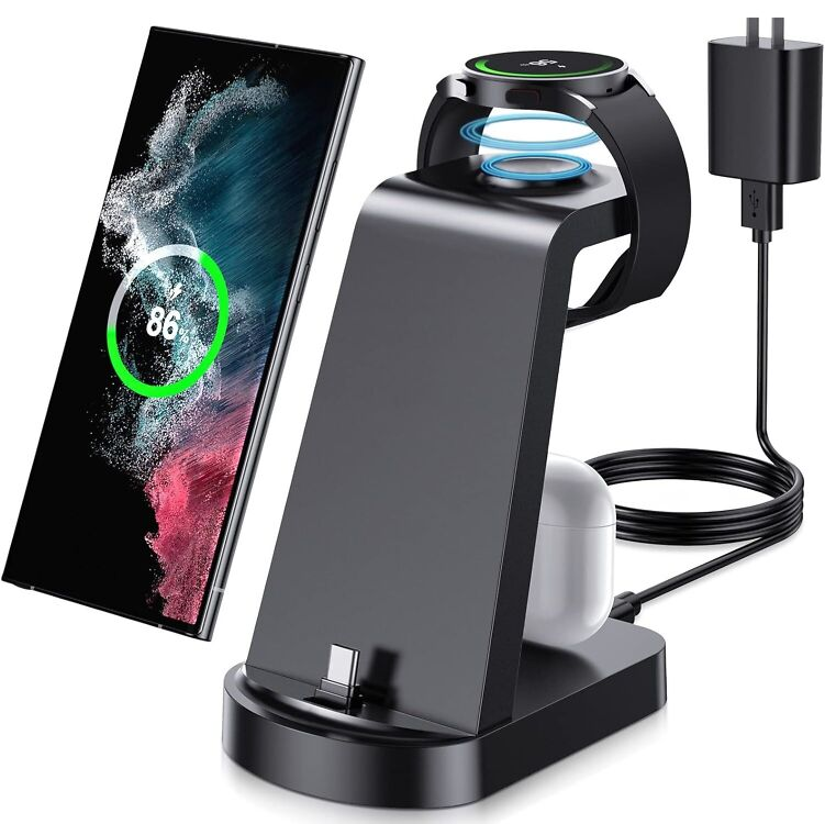 Бездротова зарядна станція 3 в 1 G618S 18W для екосистеми Samsung Без оригінального пакування (Для телефонів Android, Galaxy Watch Київ - фото 1