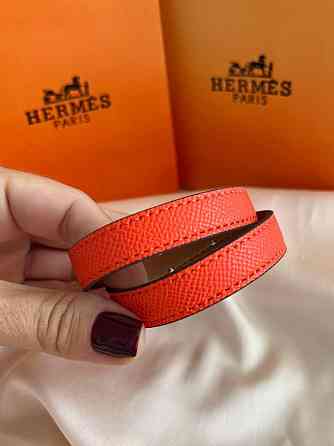 Кожаный браслет Hermes на два оборота белый | Наматывающийся браслет на руку | Браслет Hermes Одесса