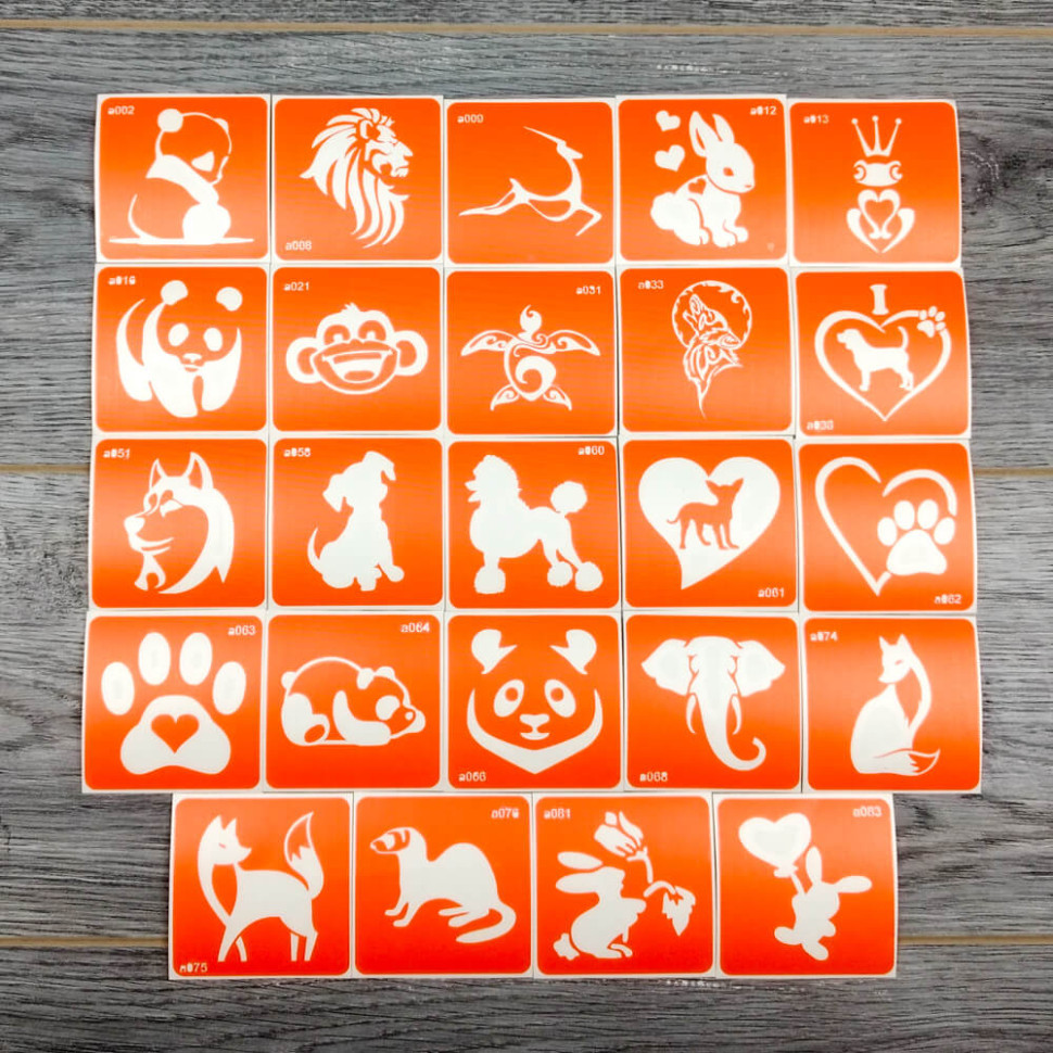 Набор трафаретов для био-тату «A - животные» a-simple_24_1 Винница - изображение 2