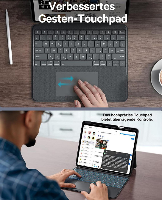 Захисний чохол-клавіатура для iPad Air 13 Inch M2 / iPad Air 2024 / iPad Pro 12,9 дюймів (6-го, 5-го, 4-го, 3-го покоління) Дніпро - фото 6