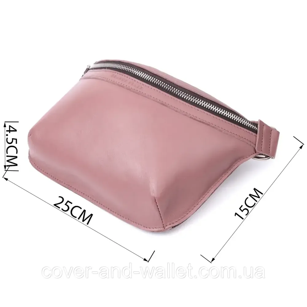 Стильна жіноча бананка з натуральної шкіри пудрового кольору Grande Pelle 743665 Київ - фото 2