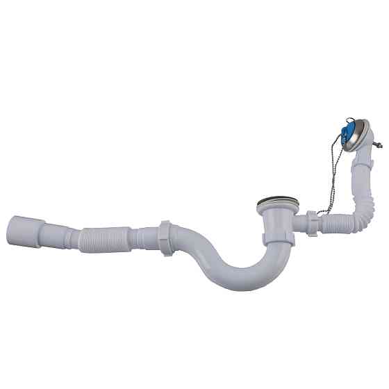 Сифон OPTIMUM для ванни прямоточний з випуском 1 1/2″, перел та гофротрубою 40*40/50 OPTI 26133 Тернополь