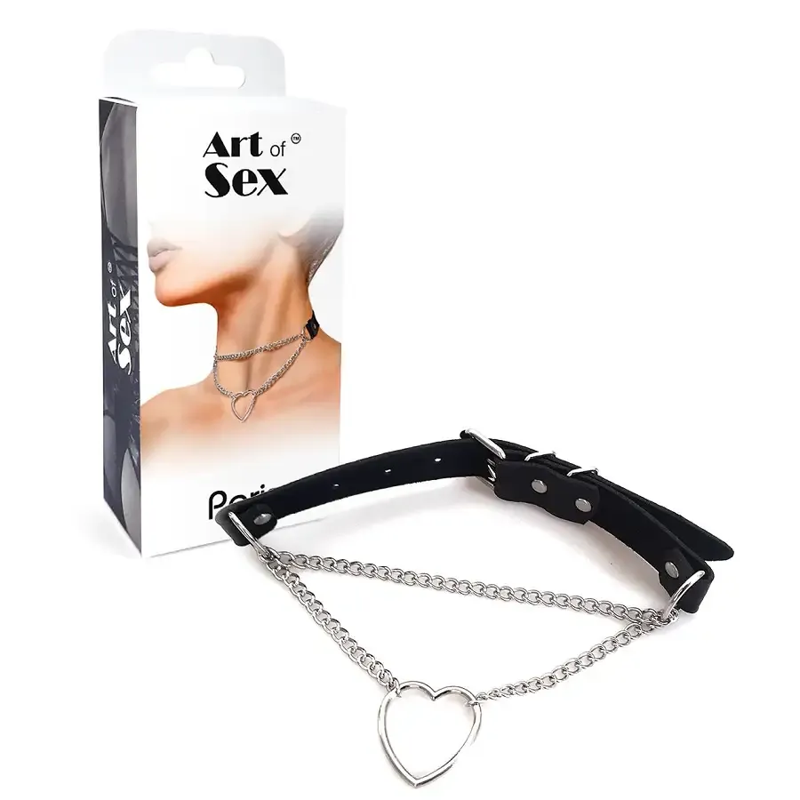 Чокер на шию Серце Art of Sex - Paris, з натуральної шкіри, колір Чорний Львов - изображение 5