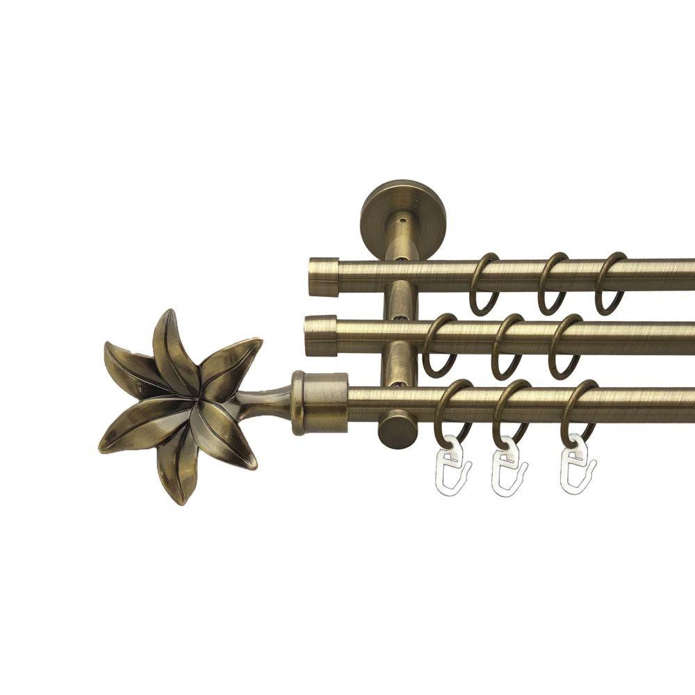 Карниз Orvit Флоріта металевий трирядний циліндр (20 см) гладка труба кільце металеве Антик 16\16\16 мм 200 см (00-00015818) Львів - фото 1