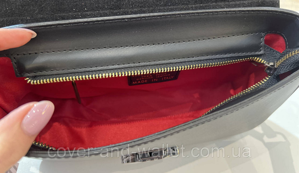 Стильная женская сумка среднего размера из итальянской кожи (черная) Virginia Conti Киев - изображение 4