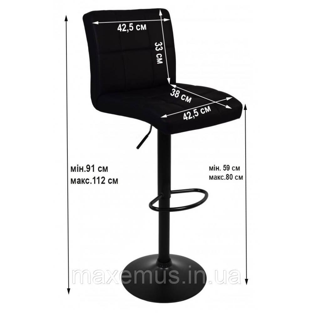 Барный стул для барной стойки с спинкой на кухню кресло барное экокожа Bonro BC-0106 черный черная о Львов - изображение 3