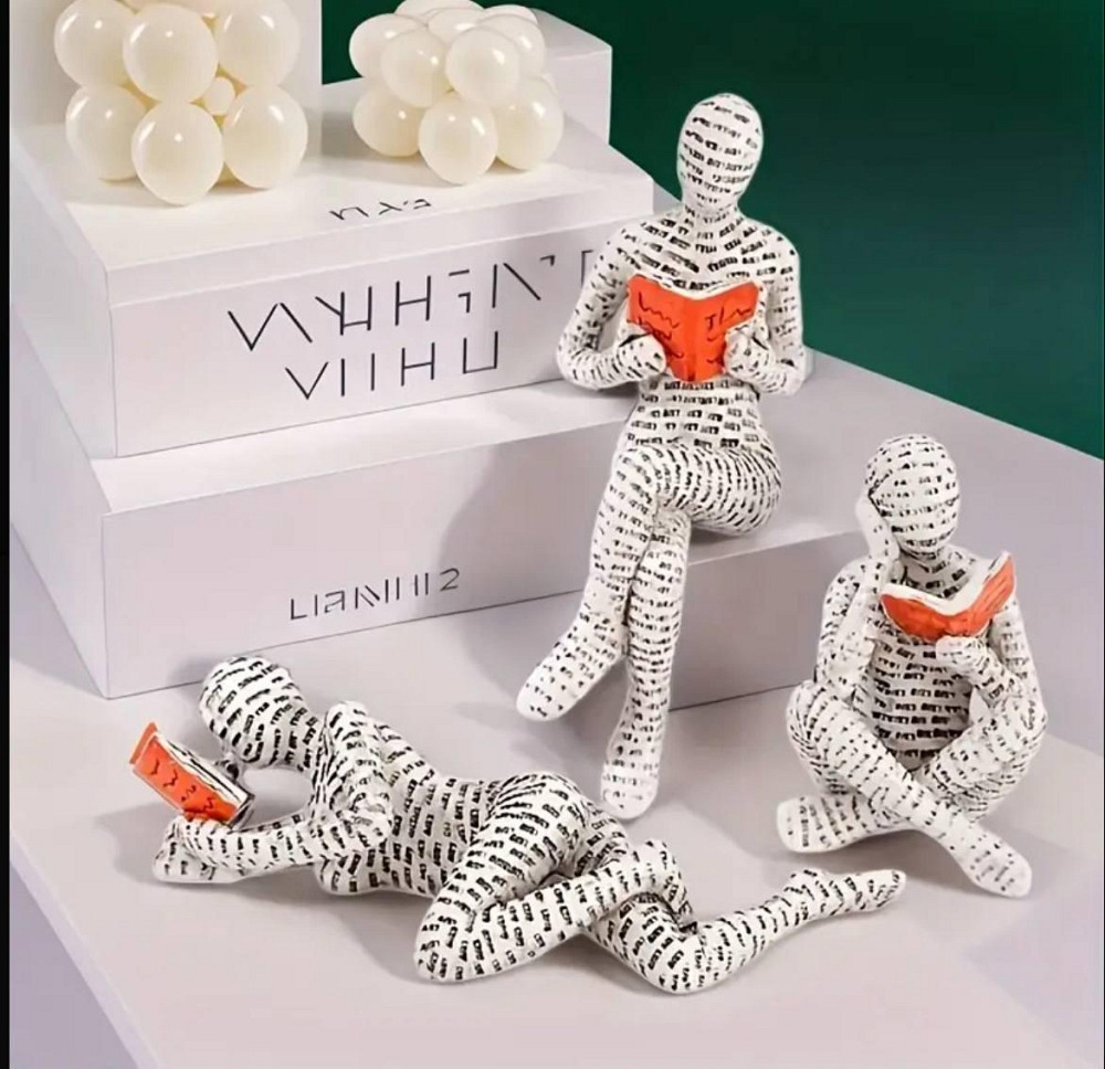 Набір декоративних фігурок з смоли «Читачі» – сучасний арт-декор, 3 шт Київ - фото 1