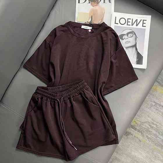 Женский летний базовый костюм двойка: футболка и шорты турецкая двунитка Одесса