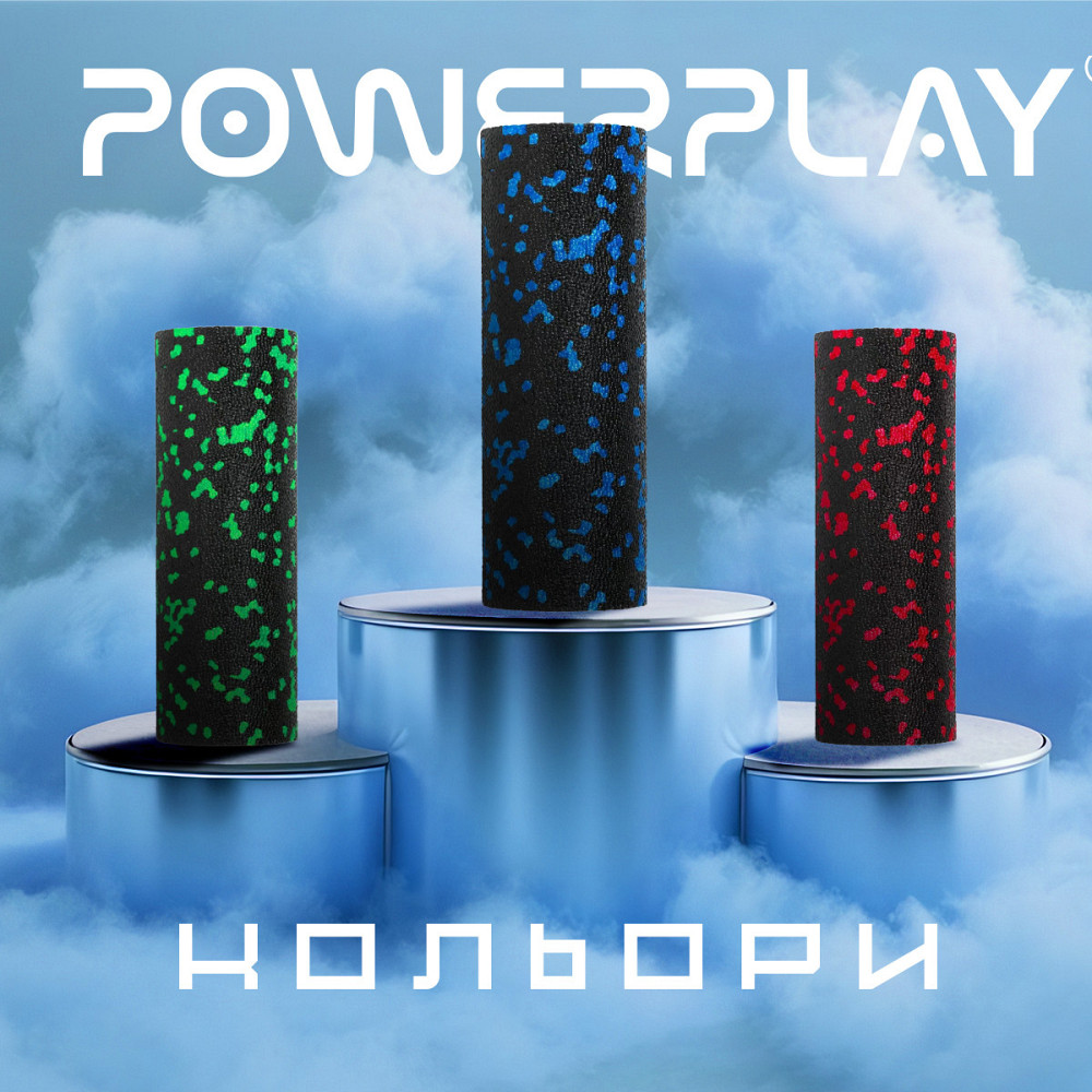 Массажный ролик, валик для массажа спины (массажер для спины, шеи, ног) PowerPlay Mini Roller Черно/Синий Киев - изображение 10