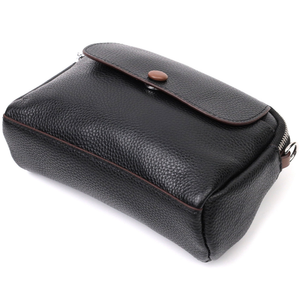 Кожаная маленькая повседневная сумка для женщин Vintage 22324 Черная Киев - изображение 5