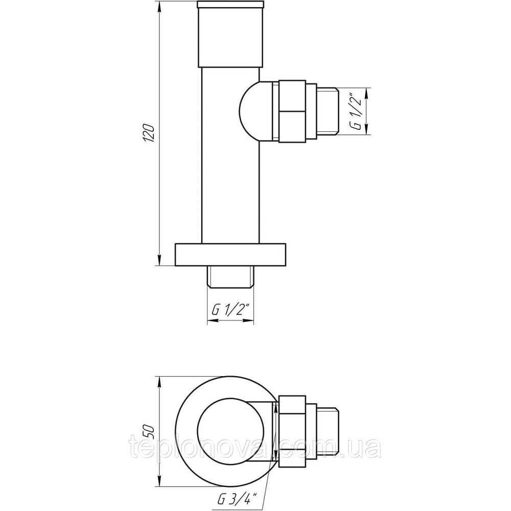 Кран вентильний кутовий з американкою SOLOMON LUX 1/2| CHROM 7777 (2 шт.КОМПЛЕКТ) (1уп) Чернівці - фото 5