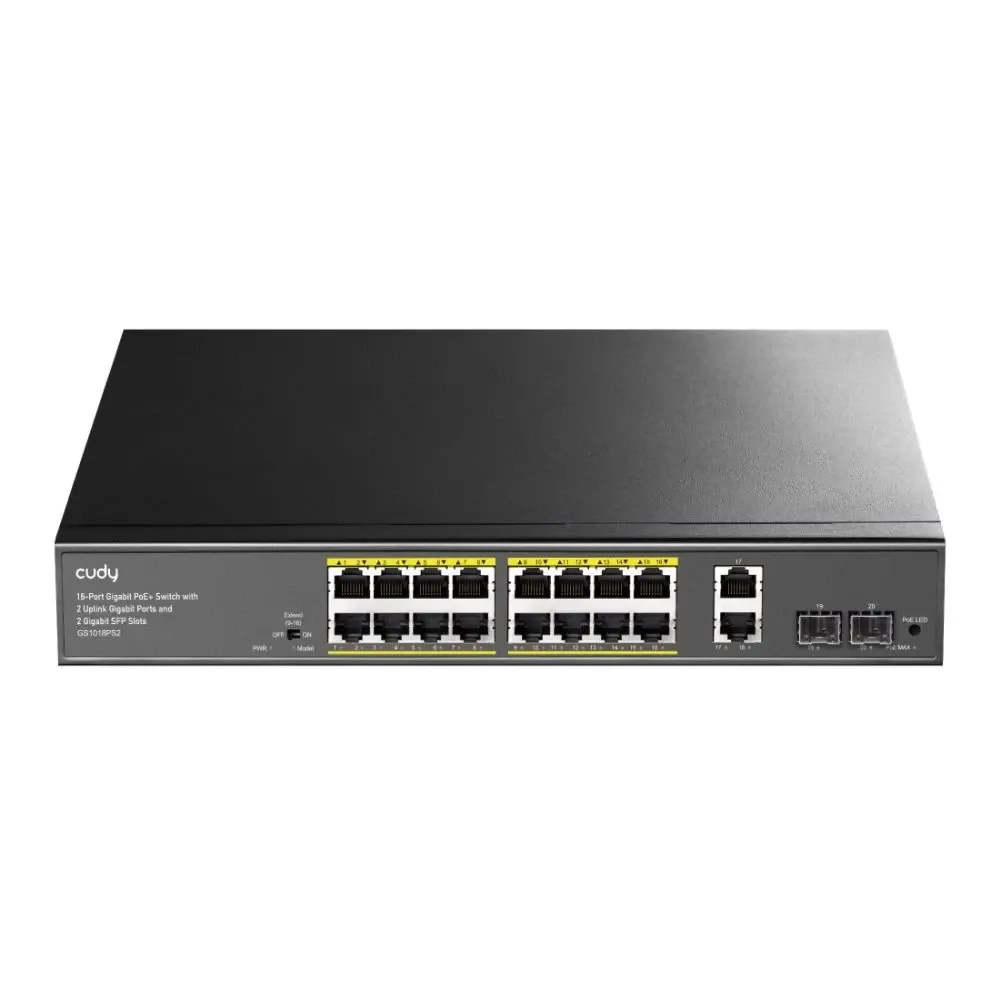 PoE-комутатор 20-портовий некерований Cudy GS1018PS2 гігабітний з 16 портами PoE+, 200W (73-00558) Київ - фото 5