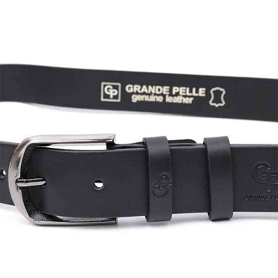 Классический брючный пояс для мужчин из натуральной кожи GRANDE PELLE 11680 Черный Киев