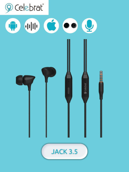 Універсальні дротові навушники-вкладиші Celebrat MDR G35 з мікрофоном, 3.5 мм роз’ємом та якісним стереозвуком Одеса - фото 1