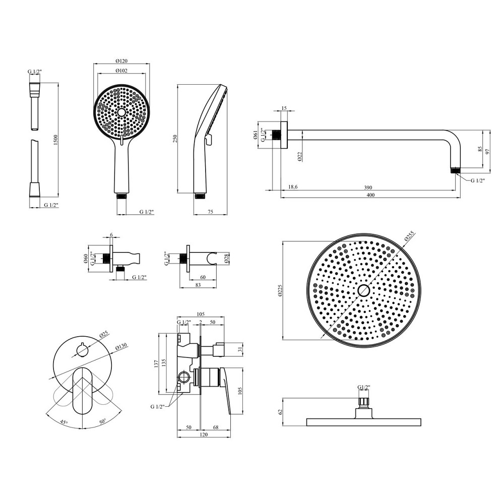Душевая система Kroner Element 211335B-5301 Киев - изображение 2