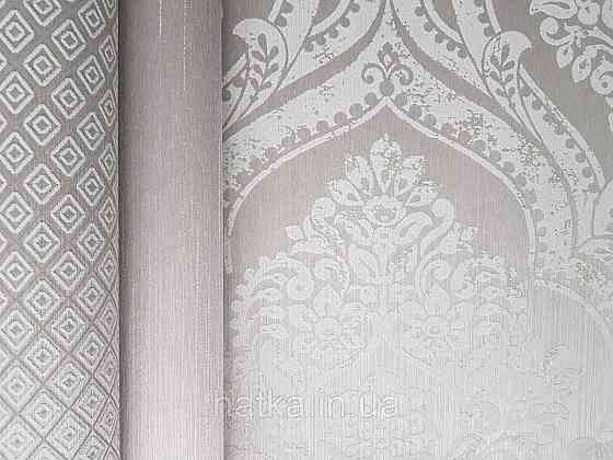 Шпалери текстильні еко 0.53х10.05 Rasch Textil Valentina класика вензелі дамаски сіре на сірому Київ