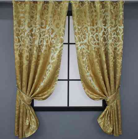 Комплект коротких штор VR-Textil жаккард Вензель № 091ш 130х170 см 2 шт Золотистый (35-0050) Киев