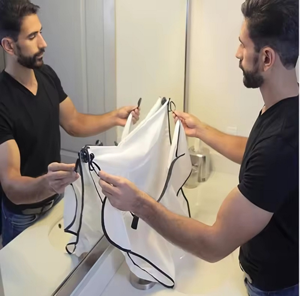 Накидка мужская для бритья бороды и стрижки 107 на 70 белый Киев - изображение 3