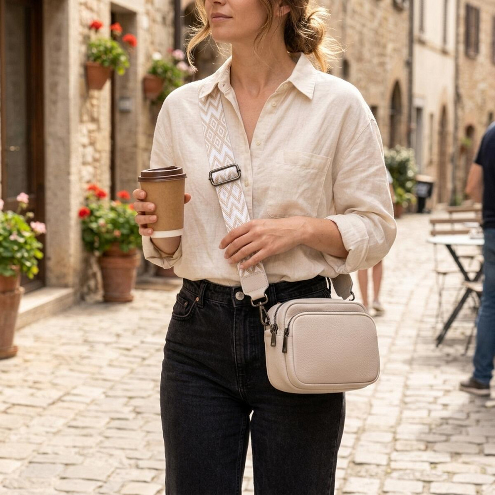 Стильна сумка жіноча крос-боді з натуральної шкіри Vintage 22295 Біла Київ - фото 12