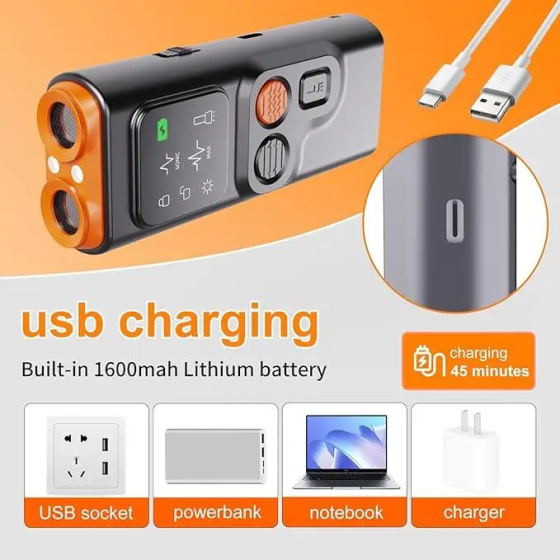 Ультразвуковой отпугиватель собак Ultrasonic P7 + COB фонарик Type-C Черный Винница