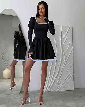 Жіноча елегантна міні сукня з довгим рукавом крепдайвінг + котон Одеса