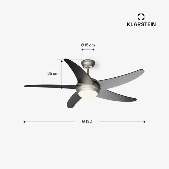 Уцінка Люстра-вентилятор стельовий Klarstein Bolero Smart 132 см, 55 Вт, Wi-Fi, пульт ДК, 6 швидкостей, E27 Київ