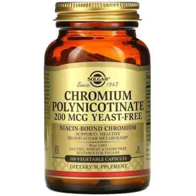 Вітамінно-мінеральний комплекс Solgar Хром Піколінат, 200 мкг, Chromium Polynicotinate, 100 вегетаріанських (SOL-00876) Вінниця