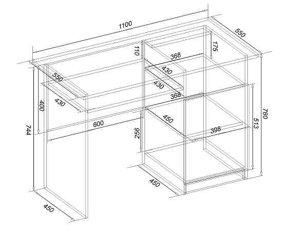 Стол письменный СП-1 №3, Дуб Шамони Светлый/Венге Магия, 1100/550/760 Львов