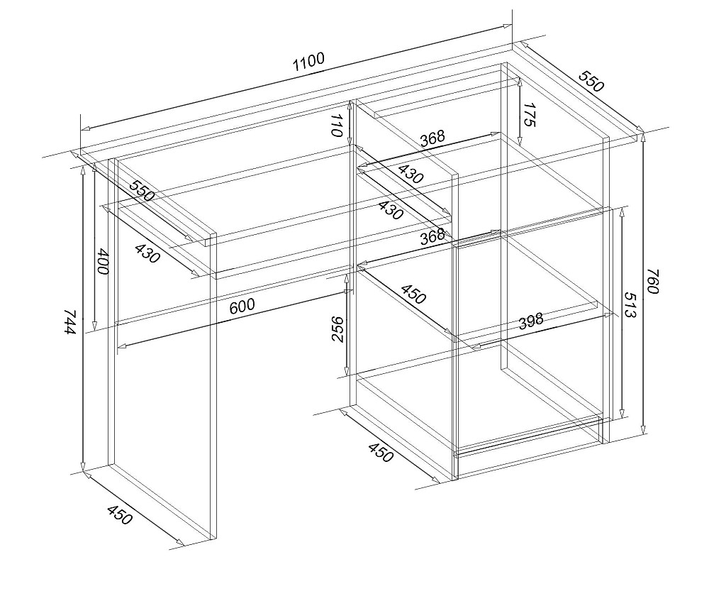 Стол письменный СП-1 №3, Дуб Шамони Светлый/Венге Магия, 1100/550/760 Львов - изображение 2