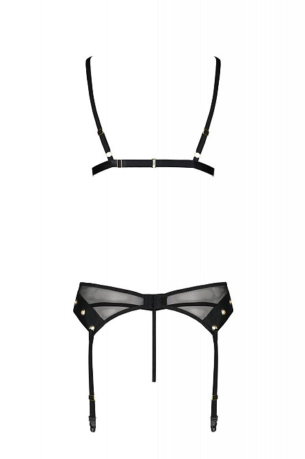 Комплект белья со шнуровкой по лифу и поясом для чулок NESSY SET black S/M - Passion Sex Aura Киев - изображение 4