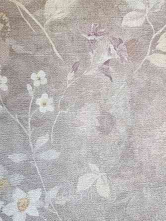 Шпалери вінілові на флізеліні AS creation Perfect 1.06Х10 квіти рожеві бузок жовті на сіро-коричневому Київ