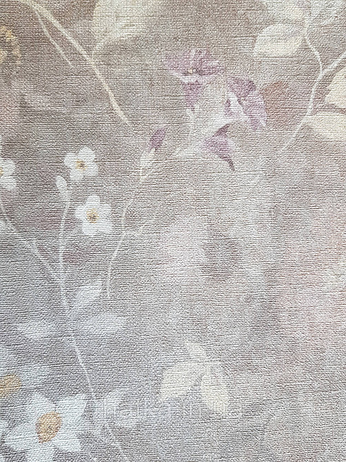 Шпалери вінілові на флізеліні AS creation Perfect 1.06Х10 квіти рожеві бузок жовті на сіро-коричневому Київ - фото 1