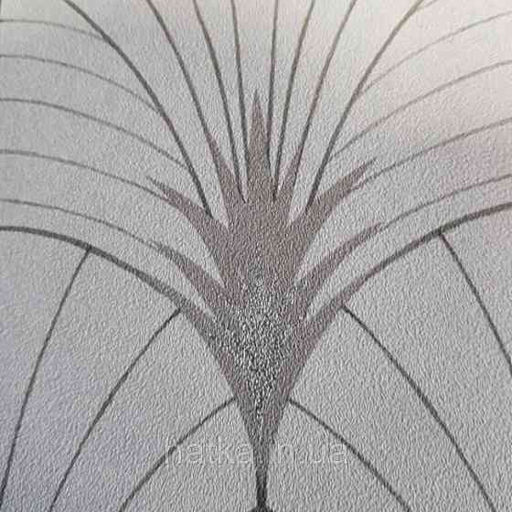 Ообои флізелінові еко Decoprint Essentials EE22542 пір'я павича напівкола сірі смуги срібло на сіро білому Київ