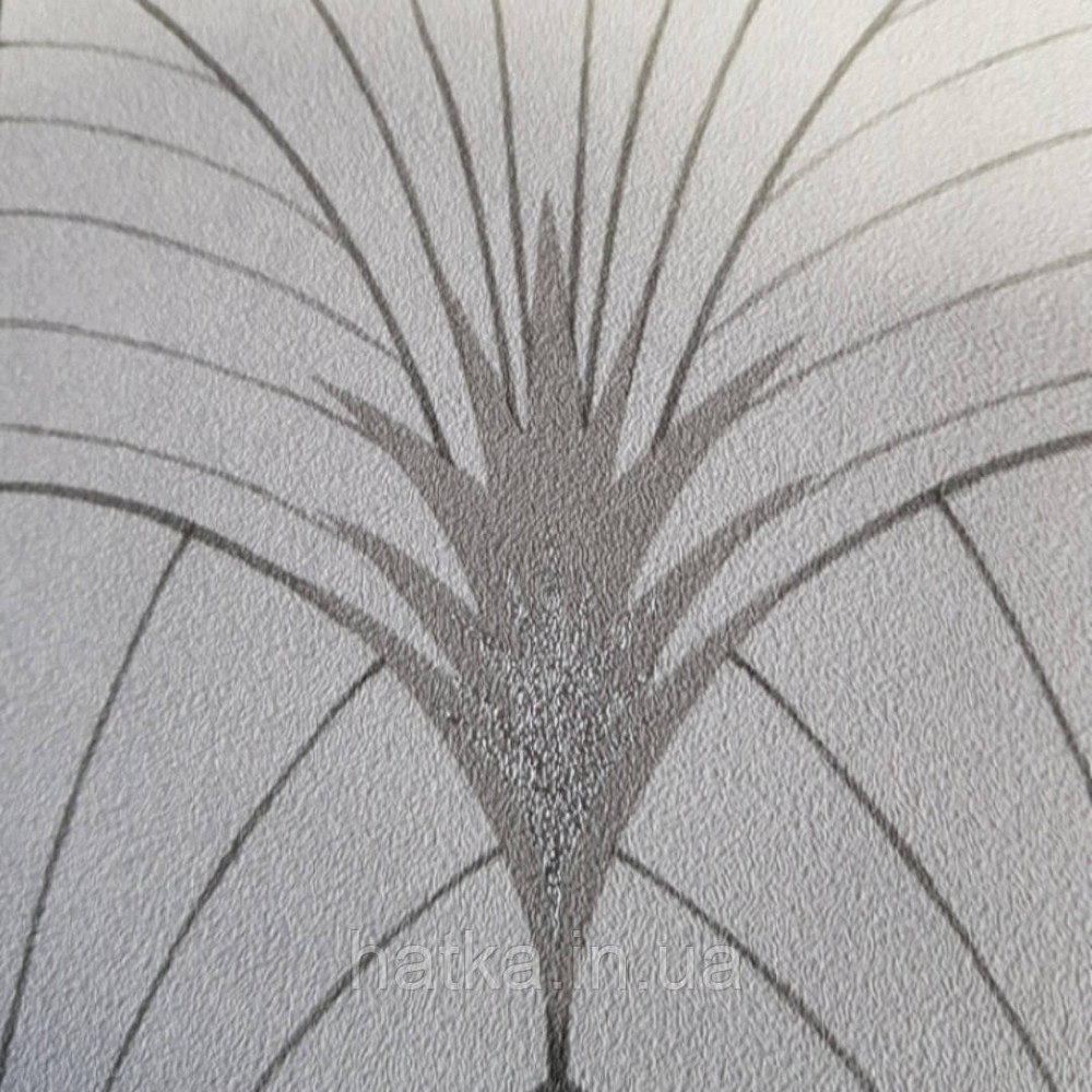 Ообои флізелінові еко Decoprint Essentials EE22542 пір'я павича напівкола сірі смуги срібло на сіро білому Київ - фото 3
