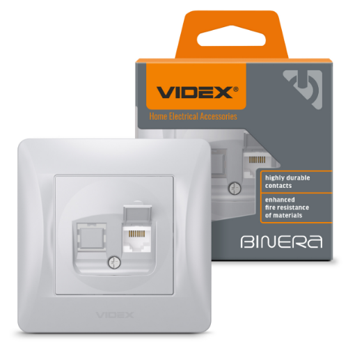 BINERA срібний шовк Розетка внутрішня 1-а CAT6 комп'ютерна Videx Житомир
