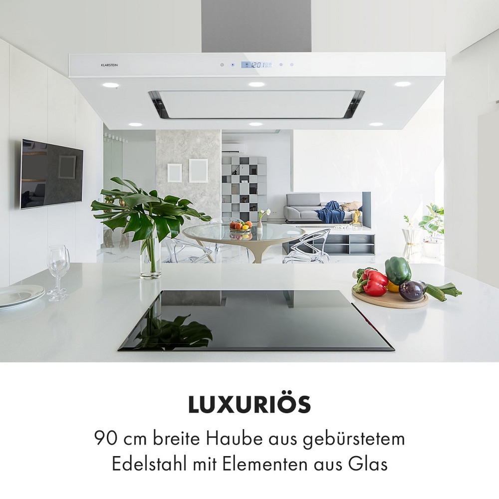 Острівна витяжка Valeria 90 см 6503/год touch EEC A LED скло неіржавка сталь білий (Німеччина, читати Рівне - фото 8