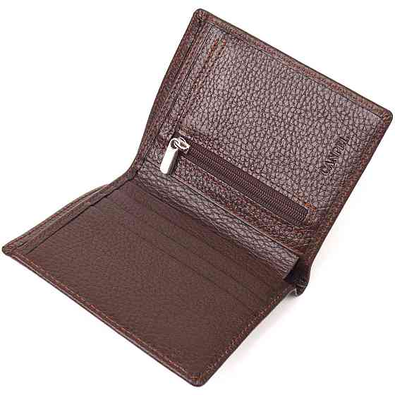Чоловіче портмоне з натуральної зернистої шкіри CANPELLINI 21498 Коричневе Київ