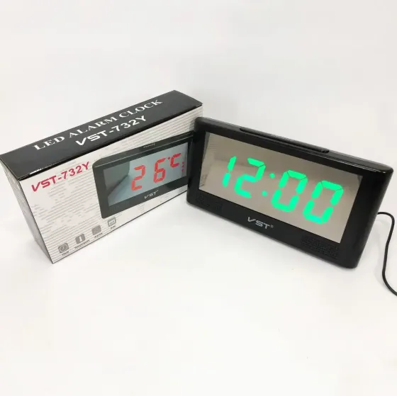 Електронні настільні годинники VST-732Y із зеленим LED-підсвічуванням, будильником та відображенням  Київ