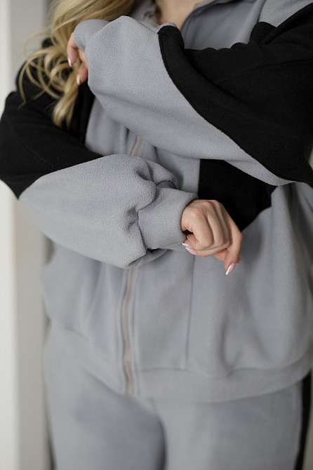 Спортивний флісовий костюм "Connect" | Норма та батал Сірий + чорний, 54-56 Київ - фото 5