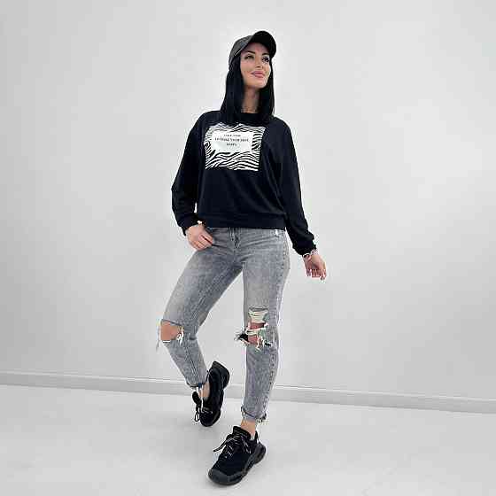 Женский свитшот с анималистичным принтом Wild 42-44, Черный Киев