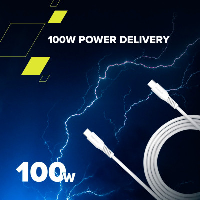 Дата кабель USB-C to USB-C 1.2m CC100SC 100W White Canyon (CNS-CC100SC12W) Винница - изображение 3