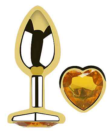 Анальная пробка с кристаллом EGZO - Gold Heart Plug Yellow size M Sex Aura Киев