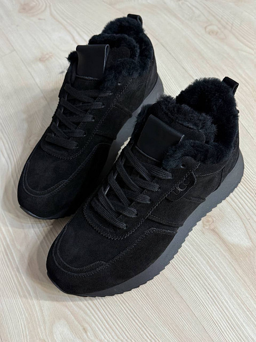 Кросівки жіночі Hengji U-1 натуральна замша утеплені хутром чорні, 36, 23 см Київ - фото 8