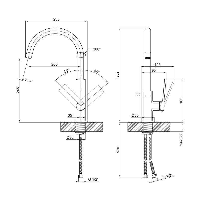 Змішувач для кухні з латуні Qtap Slavonice QTSLV9042103UC Chrome Харків - фото 2