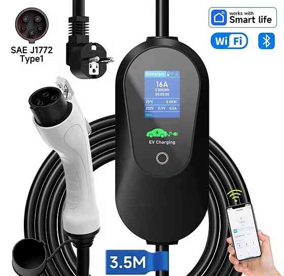 3.6кВт 16А Type 1 Type 2 WiFi 3.5м кабель зарядка електромобіль. Харків